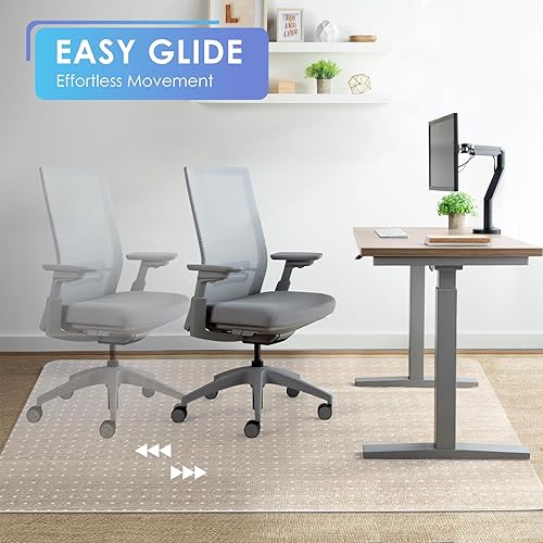 Miniatura 3 de Vicwe Tapete para silla de oficina para suelos alfombrados, 48 x 36 pulgadas, tapete rectangular para silla de escritorio con tachuelas para suelos