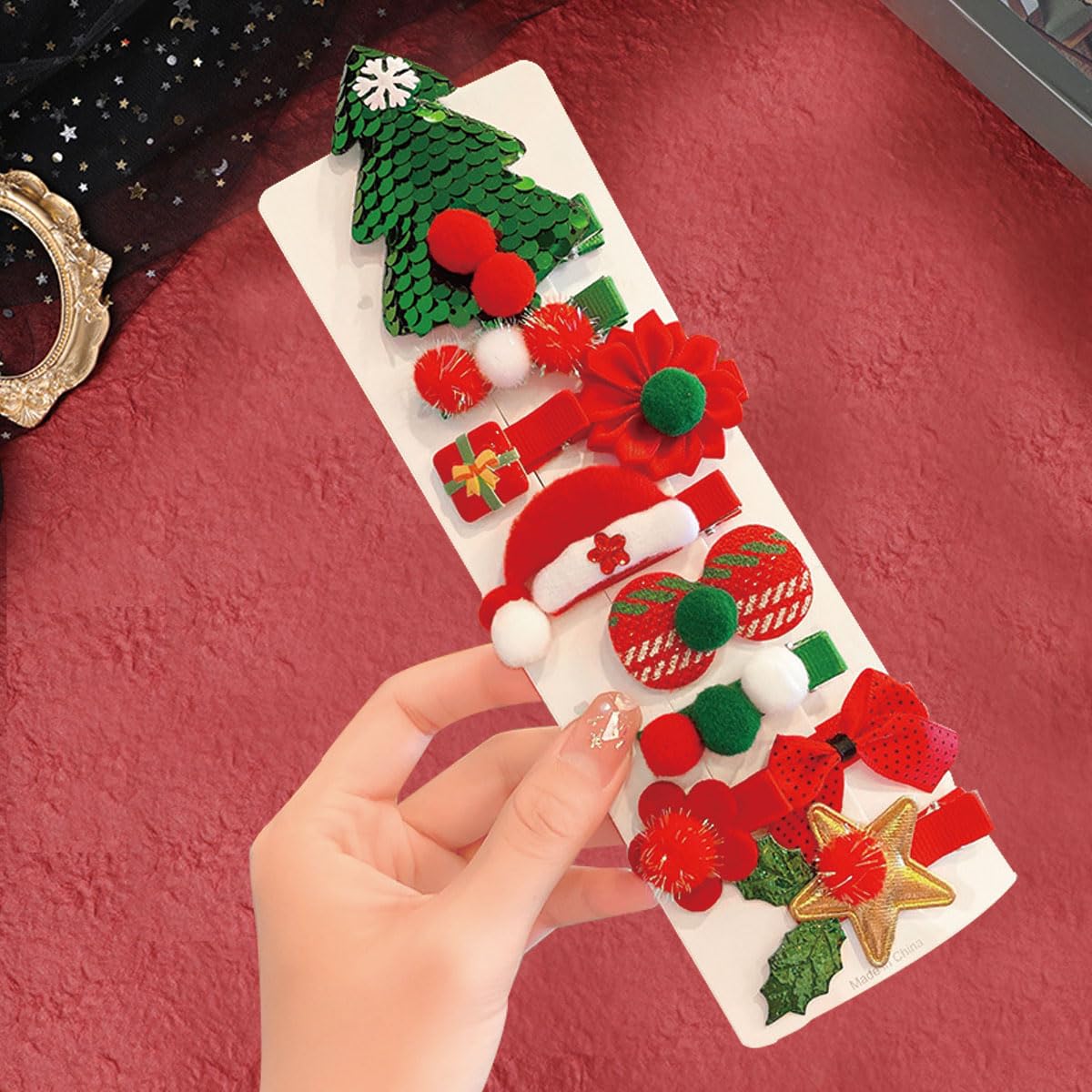 30 Pcs Christmas Baby Girls Hair Clips,Kids Bow Hair Clips,Baby Flower Hairpins Hair Barrettes Hair Accessories for Infants toddlers Little Girls