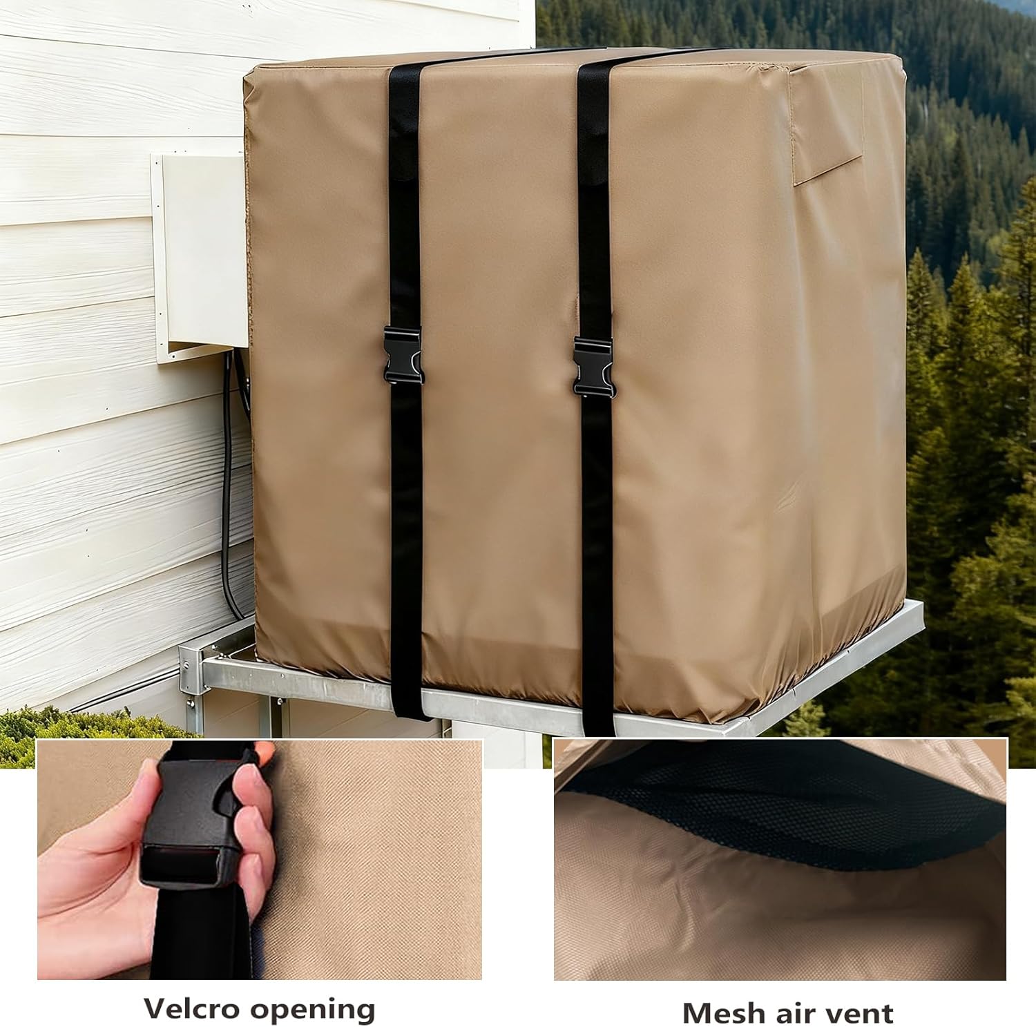 Side Draft Swamp Cooler Cover,Equipped with 2 Covers Straps, Heavy-Duty 600D Waterproof Evaporative Cooler Cover,Side Draft Evaporative Cooler Weatherproof Covers.34"W x 34"D x 36"H