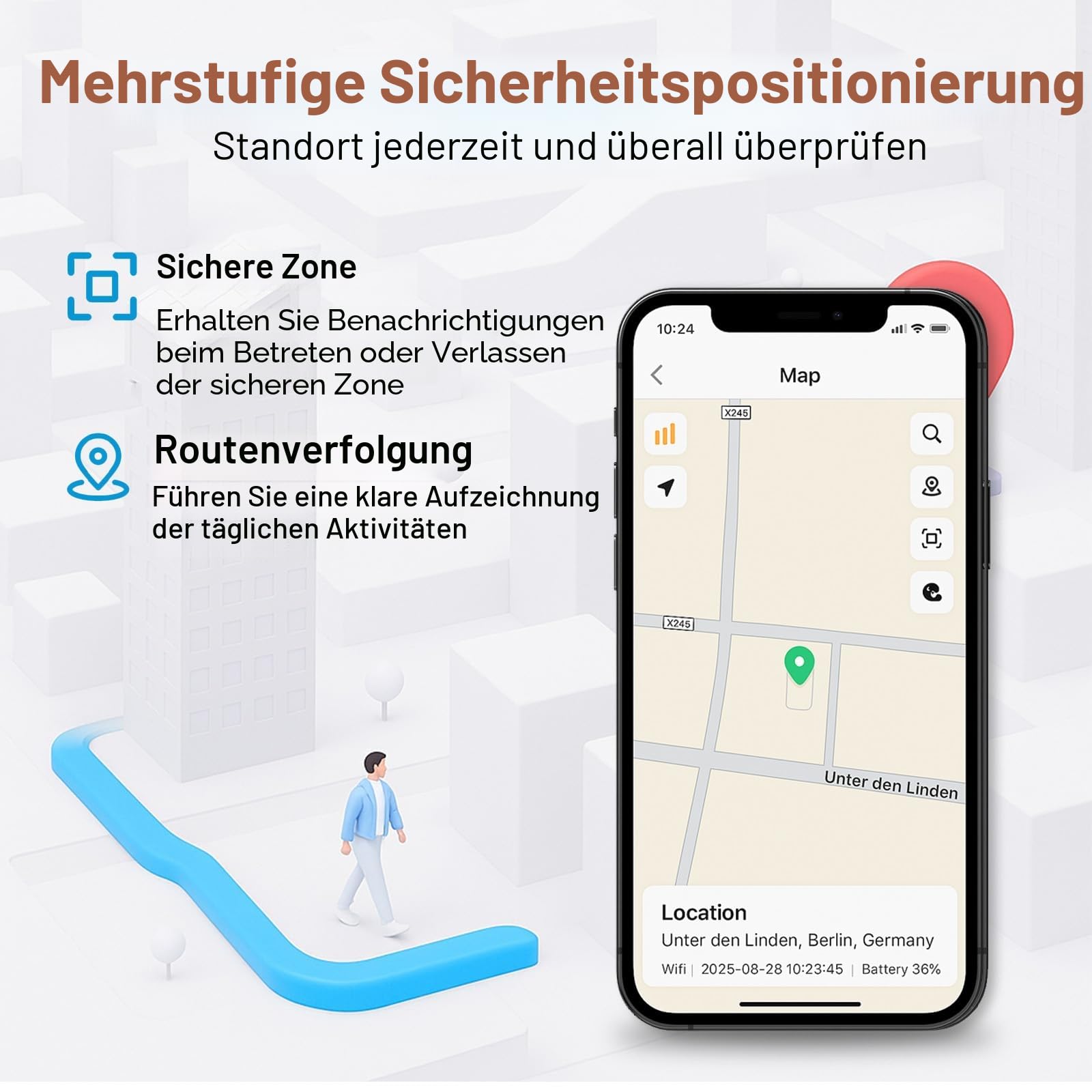 4G Senioren Smartwatch mit SOS-Knopf, Sturzerkennung, GPS-Ortung, 2-Wege-Anruf, IP67 Wasserdicht, 1,83 Zoll Großes Display, Nano-SIM,Rot