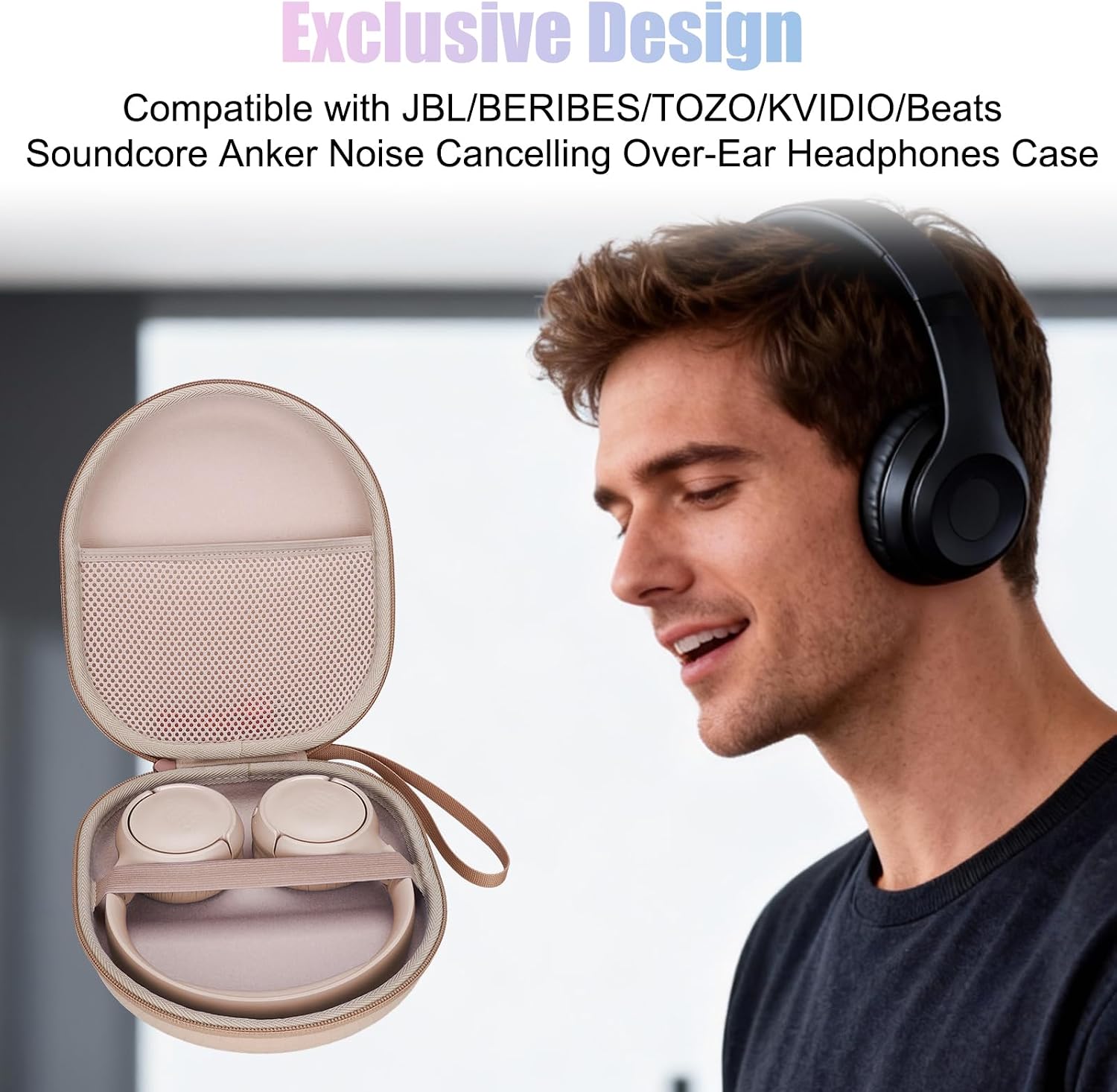 Headphone Headset Case Compatible with JBL Tune 510BT 720BT 770NC 520BT/Sony/Soundcore by Anker/BERIBES/KVIDIO Wireless On-Ear Headphones, Black