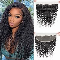 Vista 22 de CHEEON Frontal de encaje HD de 13 x 4 de 12 pulgadas, cabello humano brasileño ondulado con cierre frontal de encaje, 100% cabello humano virgen sin