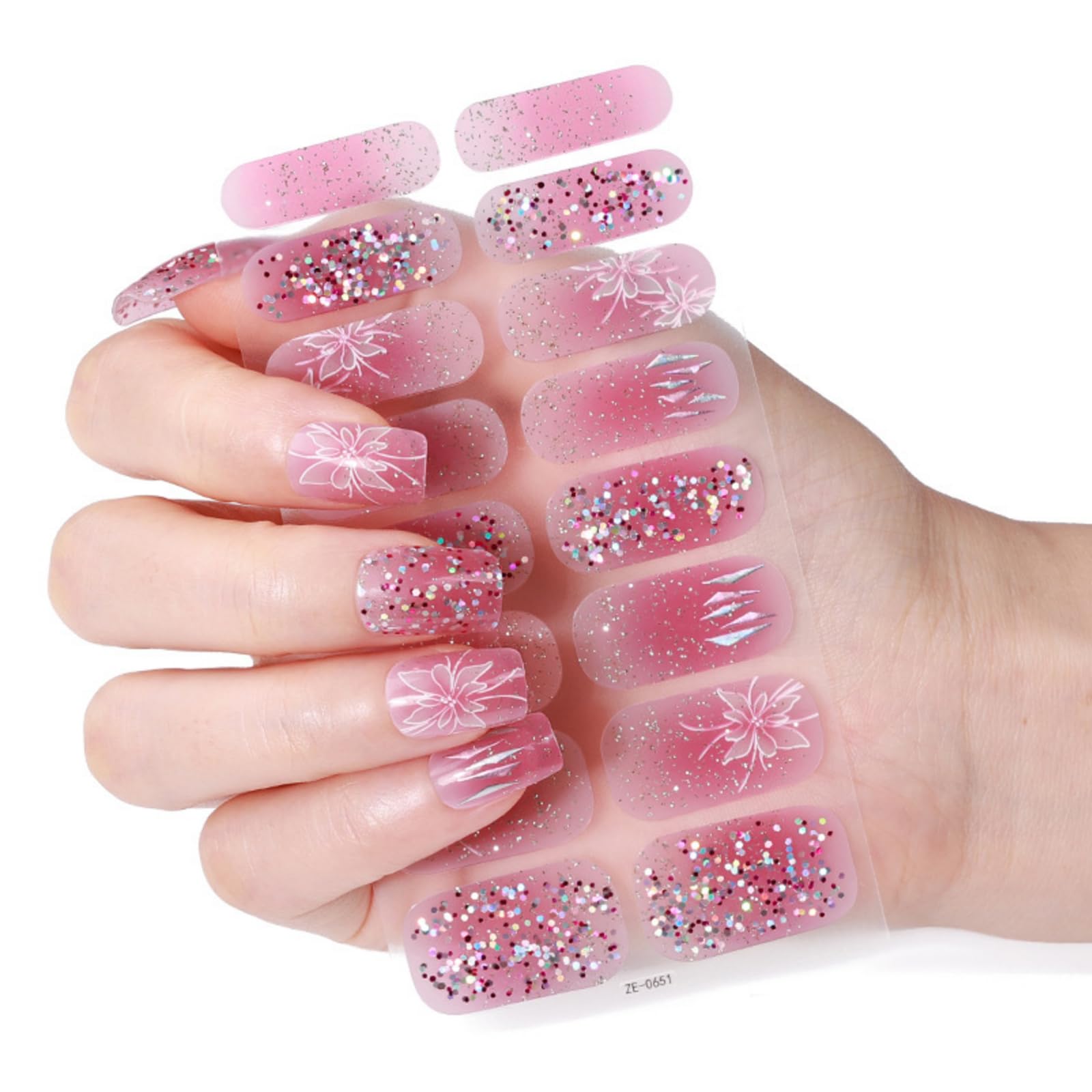 Christmas Nails Polish Sticker Waterproof Art Gels Wraps Manicure Glittering Full Wrap Christmas Polish Strips Nail Decals Glittering Art Stickers for Girl