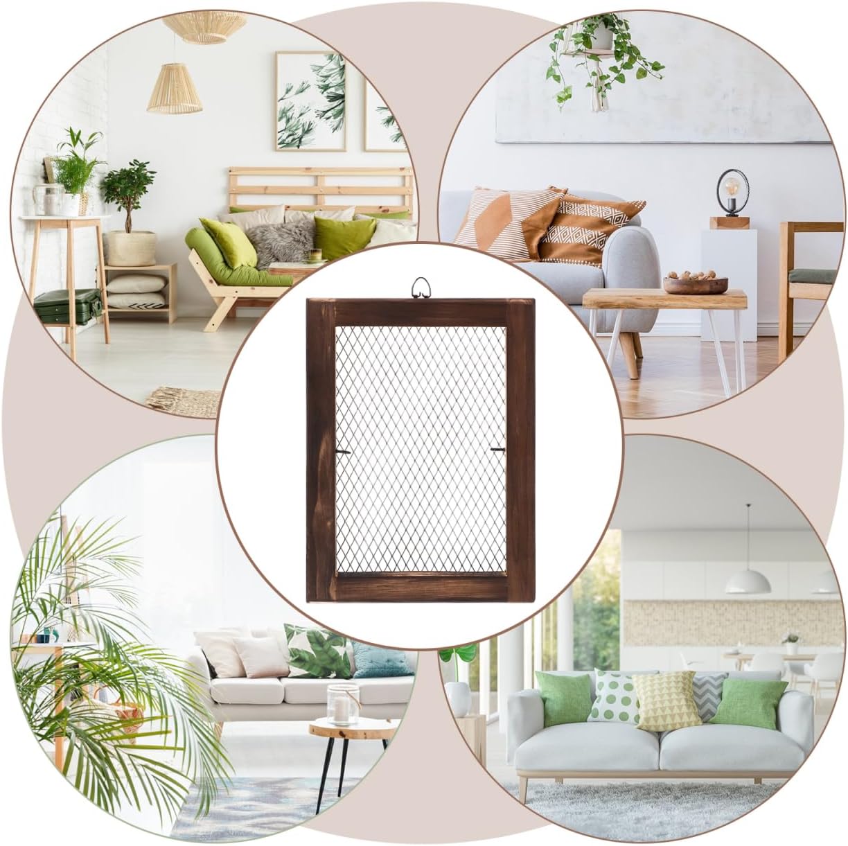 Levemolo Fern Hanging Board Wall Mounted Planter with Wire Mesh Air Plant Holder Indoor Outdoor Wood Planter for Small Ferns and Succulents 13.58X9.84X0.78In