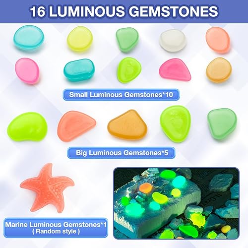 Miniatura 2 de KidEwan - Kit de excavación de gemas de piedras preciosas, kit educativo STEM de ciencia de juguetes de bricolaje - Desenterrar piedras preciosas