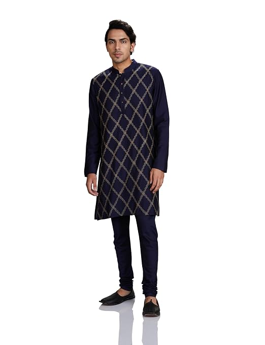 Symbol Men Festive Long Regular Fit Kurta & Pyjama Set (2Pcs)