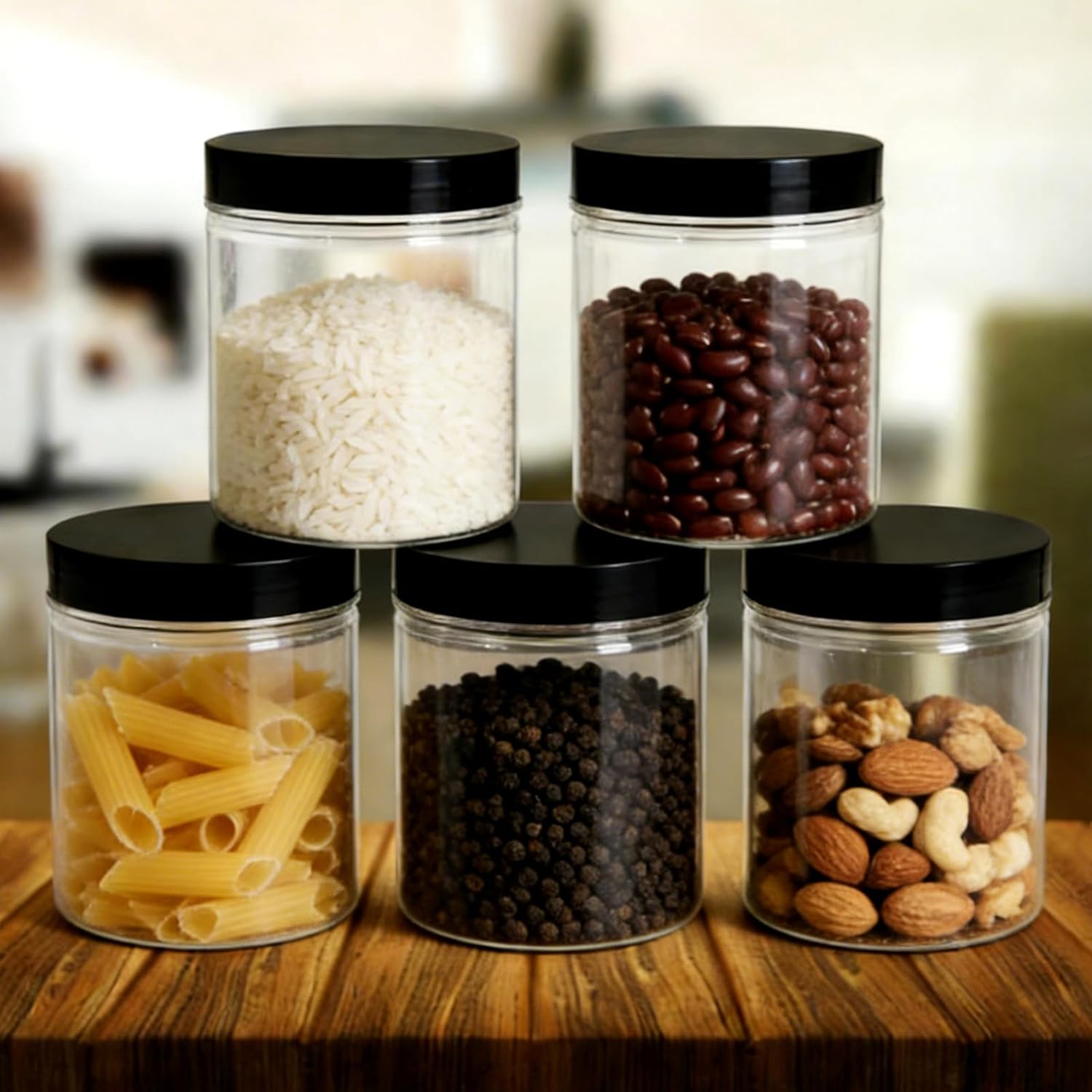 12 Pack 8 oz Plastic Jars with lids,Wide-mouth Clear Storage Containers with Black Lids,Empty Round Clear Plastic Jars with Lids and labels for Body Butter,Bath Salt,Slime and Beauty Products