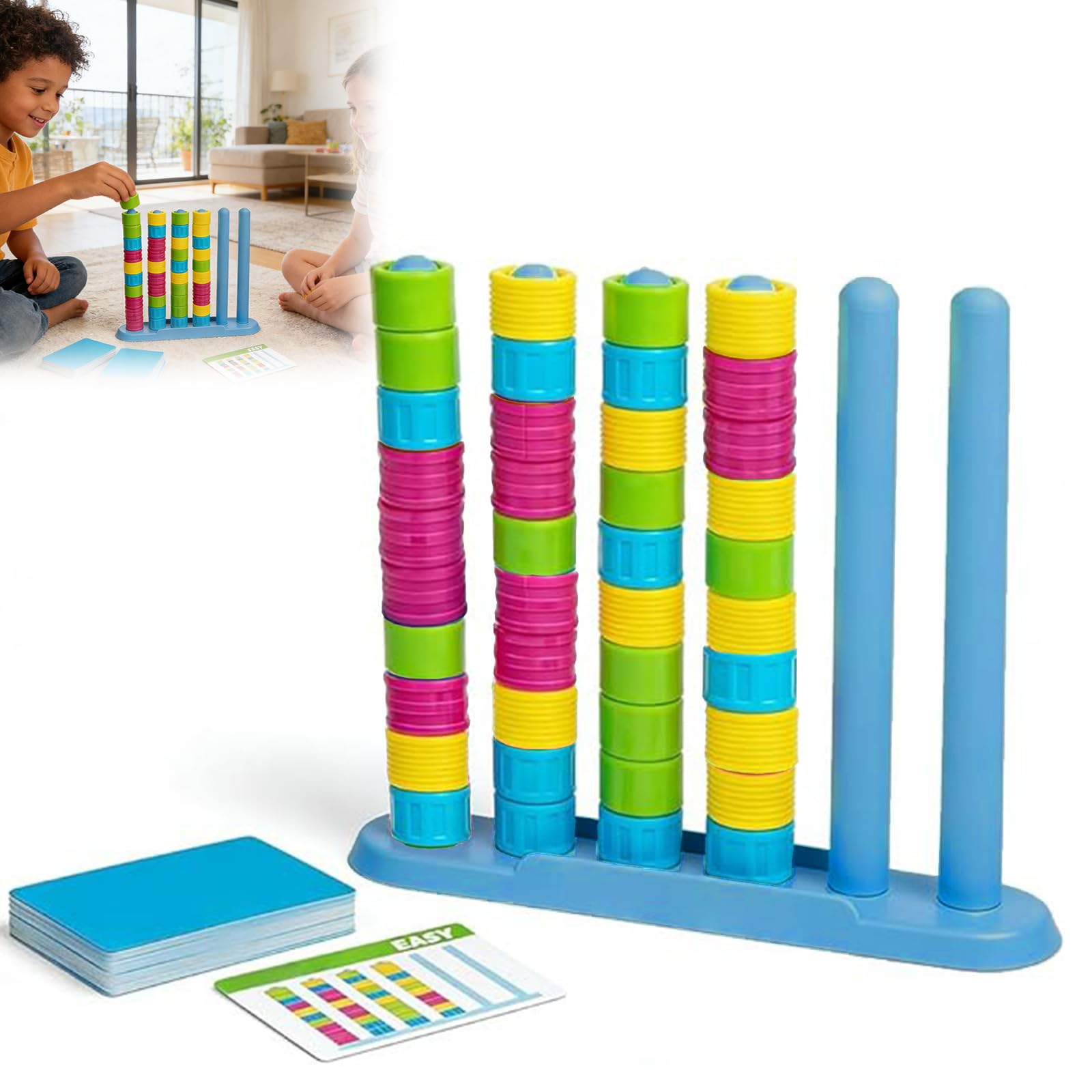 Colour Stack Challenge Game, Color Matching Stacking Puzzle Game,Fast-Paced Color Sorting Puzzle Brain Teaser Strategic Stacking Games for Family Party Travel,Colour Stack Toy for Adults Kids (1 set)