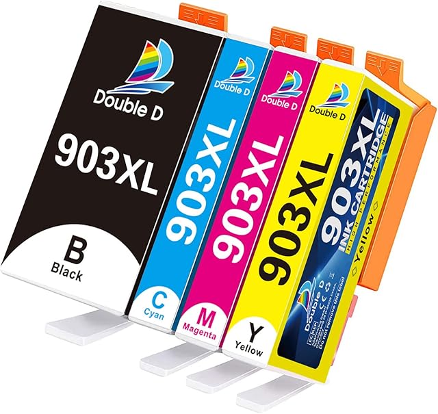 DOUBLE D 903XL Ink Cartridges Replacement for 903XL 903 Ink, Work for Officejet Pro 6950 6970 6760 All-in-one Inkjet Printer (1BK 1CY 1MG 1YL) 4 Pack Latest Upgraded Version