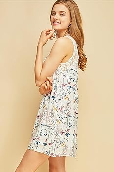Entro Women's Floral & lace Mini Shift Dress (Small, Off-White) at Amazon  Women's Clothing store
