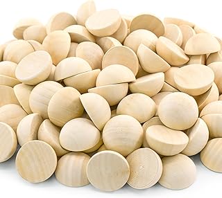 Enkrio 100PCS Half Wood Balls 1.2 Inch Split Wood Balls Unfinished Natural Half Beads for DIY Crafts Gnome Noses Home Decor (30mm)