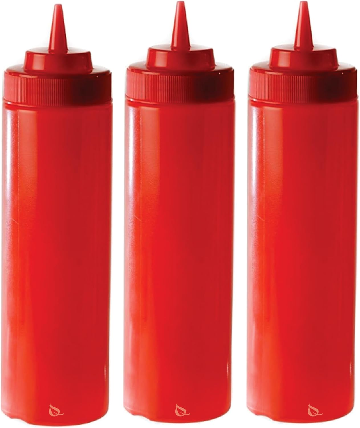 [24 PACK] 24 Oz Red Plastic Condiment Squeeze Bottles Squirt Bottle for Sauces, Dressing, Arts and Crafts, Ketchup, Mustard, Oil, BBQ - Clear Reusable Plastic Containers, BPA Free, Dishwasher Safe