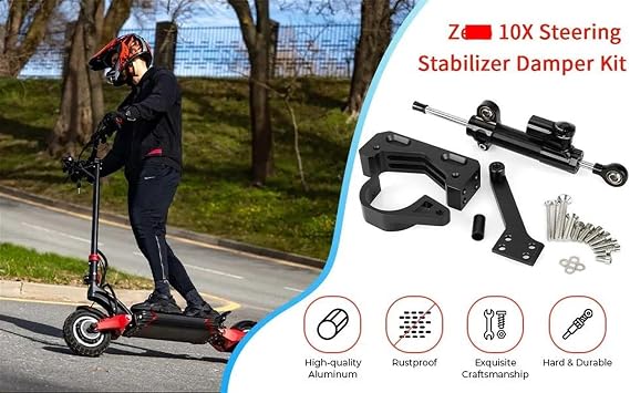 for Zero 10X Scooter Steering Stabilizer Damper Kit Front Wheel Shock Absorber Modification Bracket Electric Scooter Parts Ulip(Black)