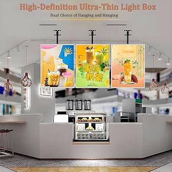 Slim Snap Frame LED Light Box Billboard, LED Advertising Light Box for Menu Board Restaurant Fast Food Display for Shops Wall Mounted Billboard Quickly Mountable 2pcs-4050cm