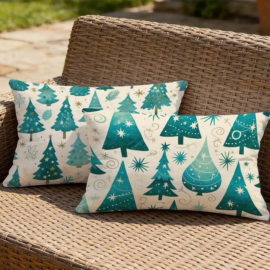 Housses de coussin de jardin 50x70 cm vert résistant aux UV et imperméable pour canapé