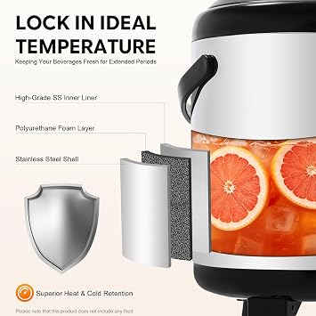 6L Catering Urn Insulated Beverage Dispenser with Faucet
