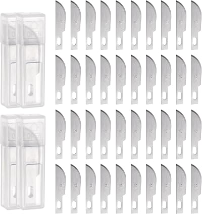 HARFINGTON 40pcs Exacto Knife Blades #10 Hobby Knife Replacement Blades Spare Precision Exacto Blades Hobby Knife Blade Refills for DIY, Art, Cutting, Carving, Scrapbooking, Stencil