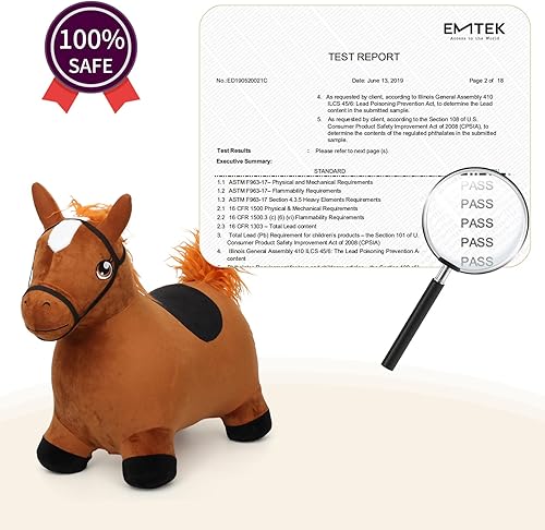 Miniatura 6 de INPANY Juguetes de Caballo Saltarín para Niños de 2 Años, Animales de Granja de Peluche para Bebés, Saltador Inflable, Caballo Saltarín y de Montar