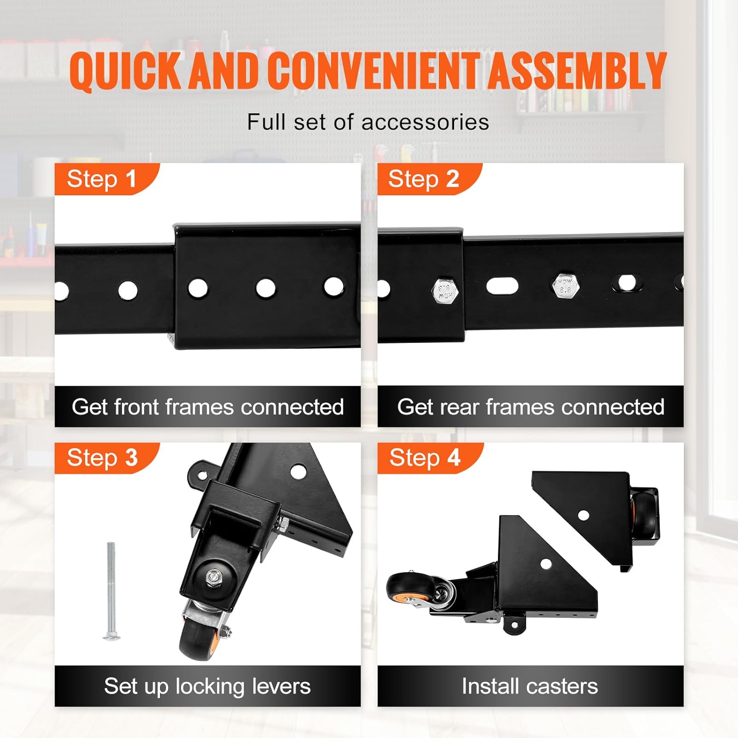 VEVOR Mobile Base, 650 lbs Weight Capacity, Adjustable from 12" x 12" to 36" x 36", Heavy Duty Universal Mobile Base Stand with Swivel Wheels, for Woodworking Equipment, Bandsaw, Power Tools, Machines