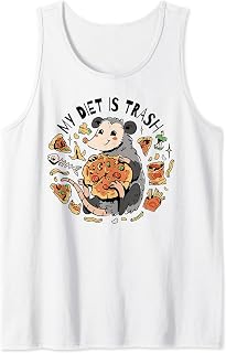 Funny Kawaii Possum Retro Vintage My Diet Is Trash Tank Top