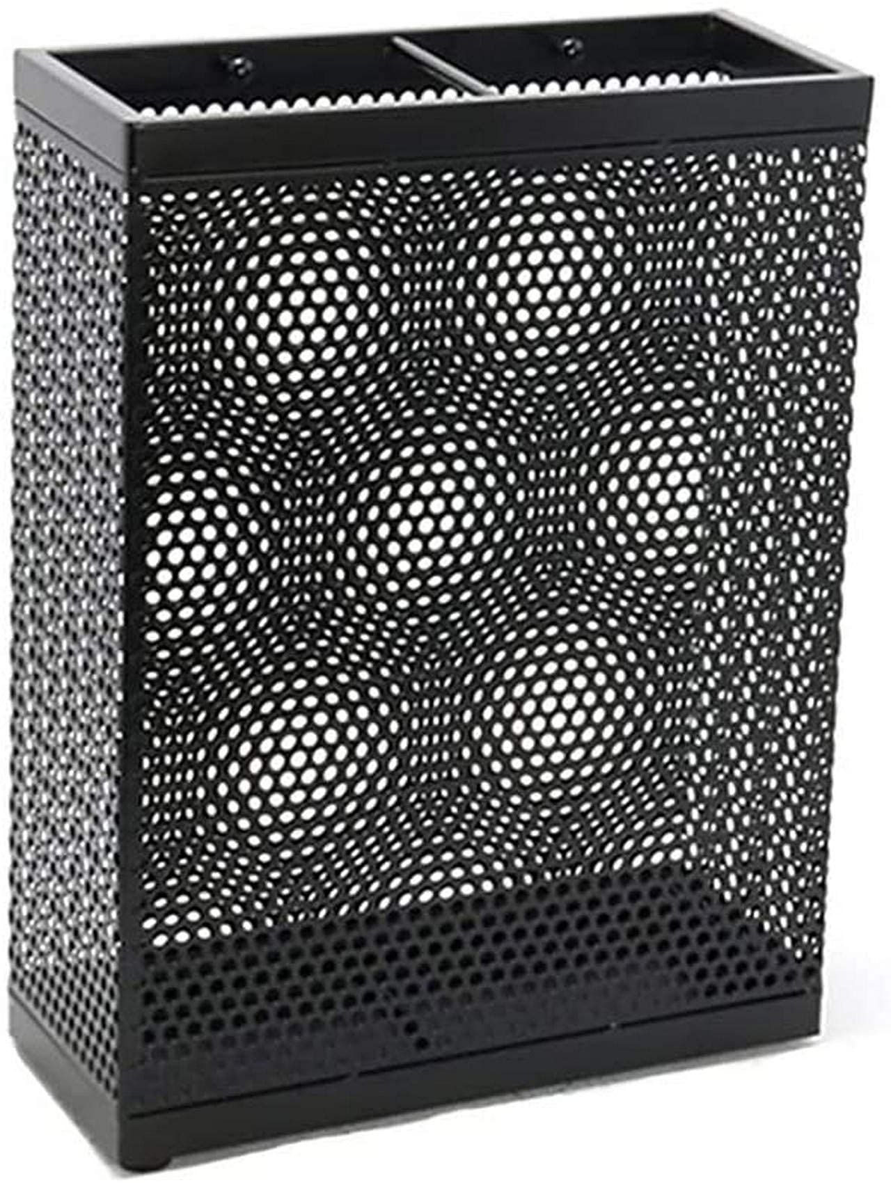 Paragüero con Soporte de Metal Hueco Negro, pequeña Cesta de Almacenamiento con Ganchos para Ahorrar Espacio en el Pasillo de Entrada, 30 x 13 x 40 cm