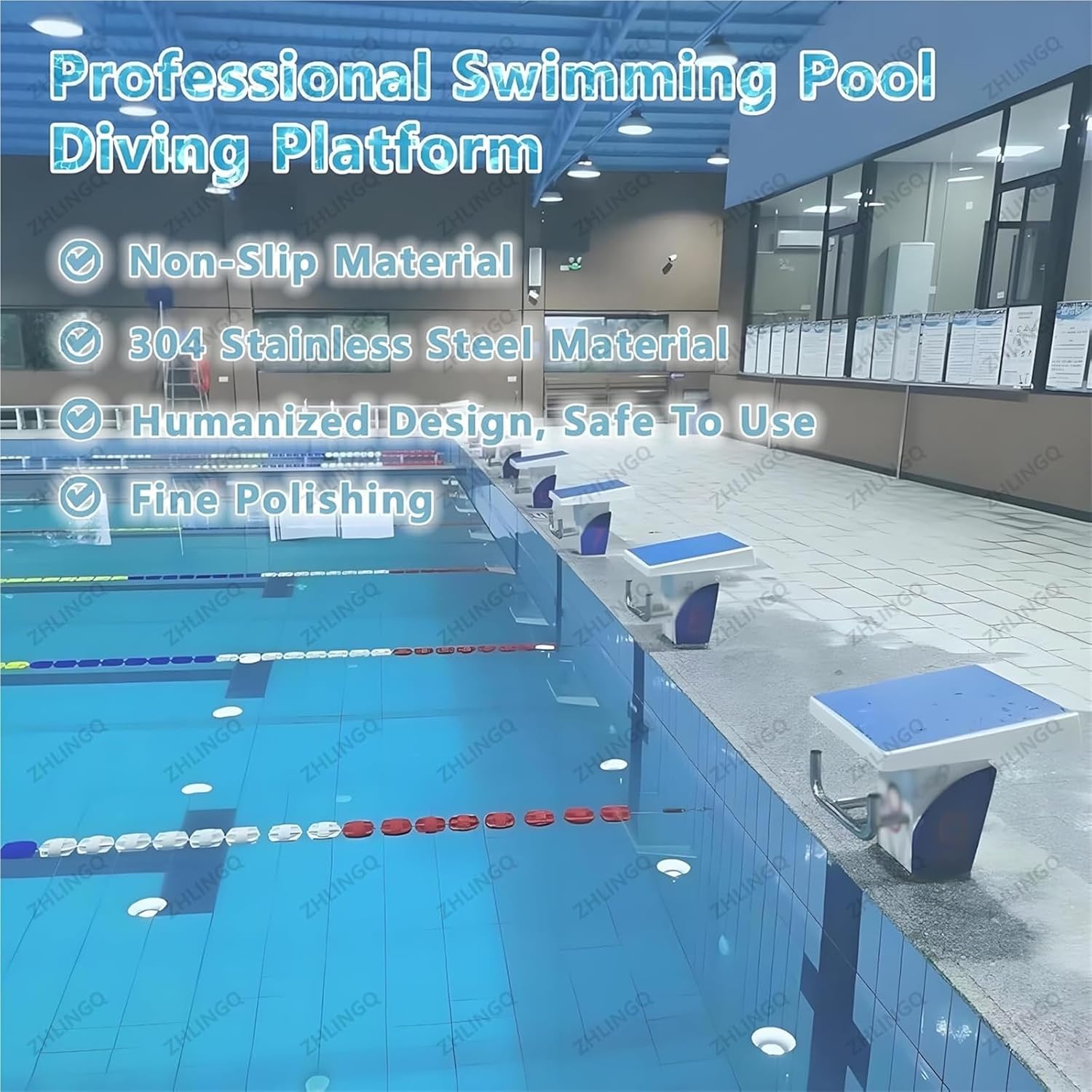 Stainless Steel Pool Diving Board, One Step Starting Block, Standard Diving Platform, for Swim Competition Training, Inground Pool Diving Board