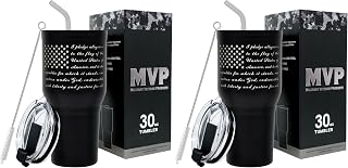 Military Gift Shop Pledge of Allegiance 30 oz Coffee Travel Mug | Double Wall Vacuum Insulated American Flag Coffee Tumbler | Stainless Steel - Pledge 30oz Tumbler (Pack of 2)