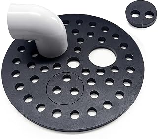 Baudelun 6.5" Heavy Duty Garage Floor Drain Cover with Removable Disc & Integrated Pipe Ports - Truck-Strong Iron Steel Strainer