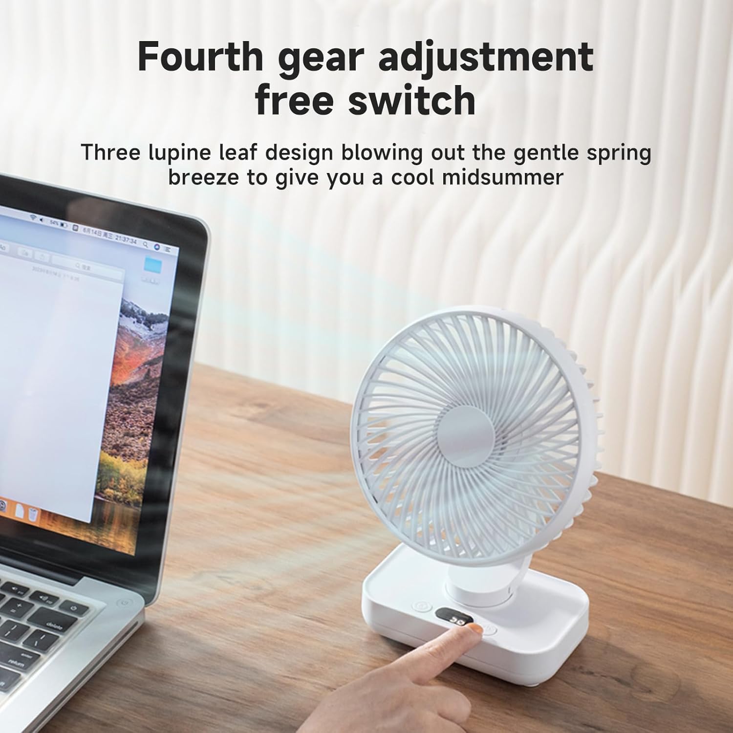 Small Desk Fan Multidirectional With 4000mAh Battery And USB Cable For Home Office Library Travel Camping Outdoor