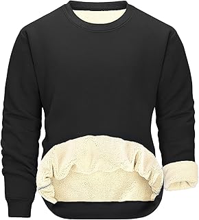Pull Homme Hiver en Sherpa Polaire Chaud, Col Rond et Manches Longues, Doublé de Laine