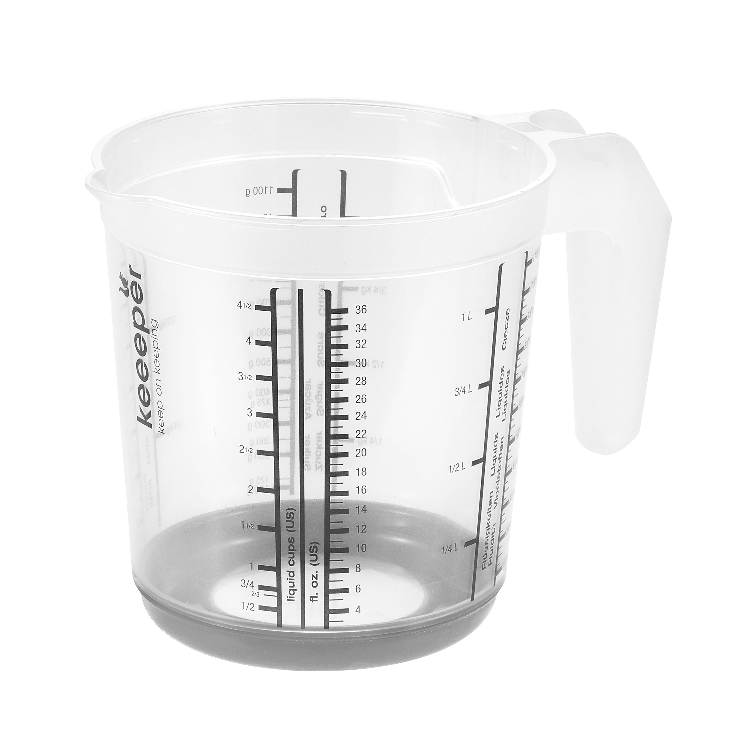 keeeper Measuring Jug With Anti-Slip Design, 1 Litre, Massimo, Nordic Grey