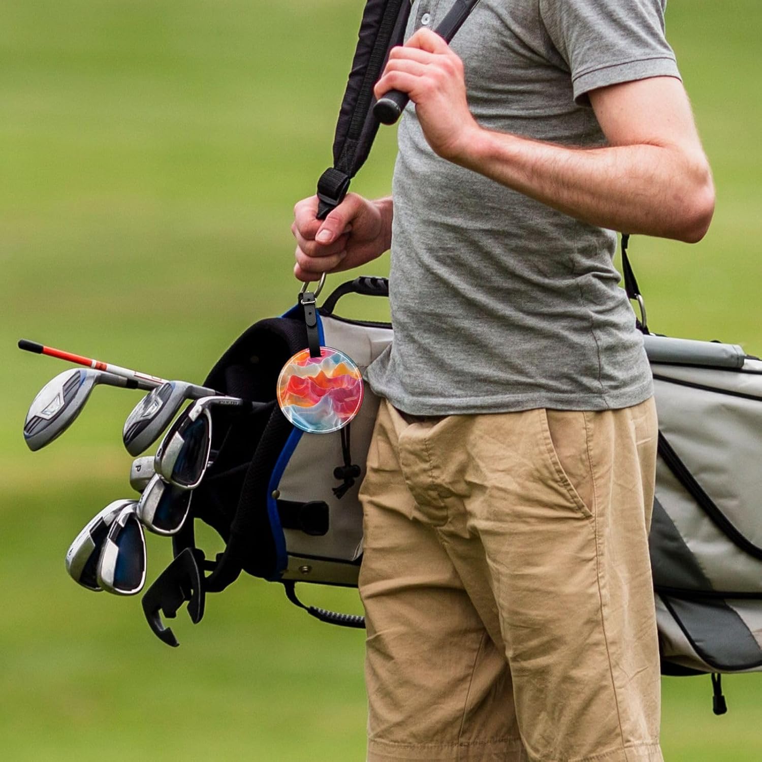 Flowing Ripples Black Printed Golf tee Storage Bag - for Men only, Durable PU Material, Easy to Carry, Enhance The Golf Experience