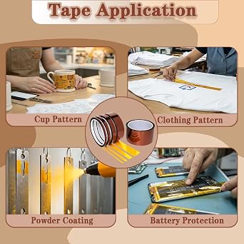 High Temperature Heat Resistant Polyimide Tape,No Residue for Masking,3D Printing,Sublimation Transfer Press,Thermal,Electronic Insulating,Soldering,Circuit Boards,Powder Coating(5/8''33M1Roll)