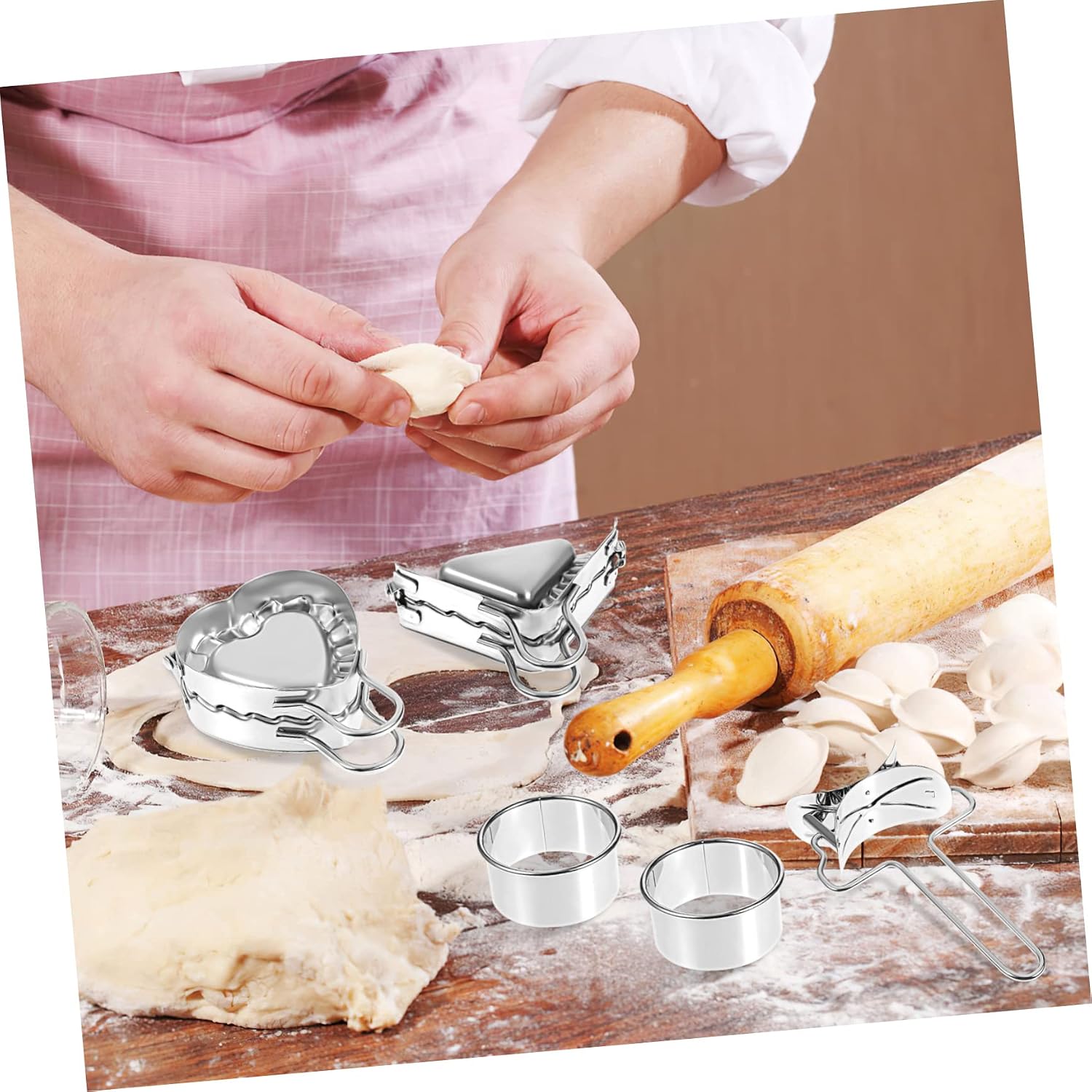 Mobestech 2sets Chinese Dumpling Maker Press Ravioli Cutter Empanada Maker Dumpling Press and Sealer