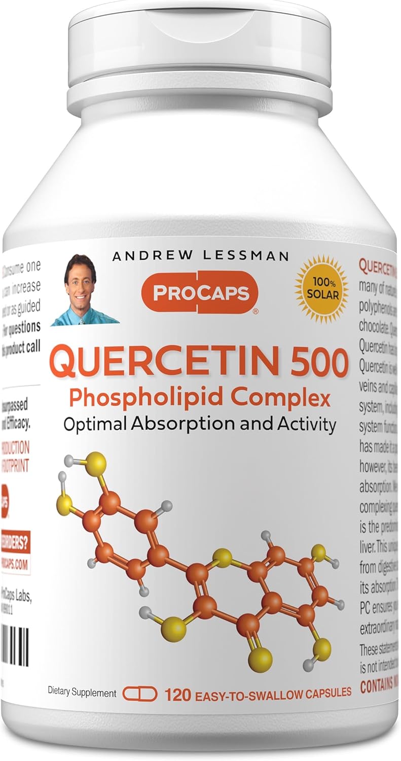 ANDREW LESSMAN Quercetin 500mg - 120 Capsules - 500 mg Unique Quercetin Phospholipid Complex, Highly Absorbable Formula to Support Healthy Heart, Circulatory and Immune Function. No Additives.
