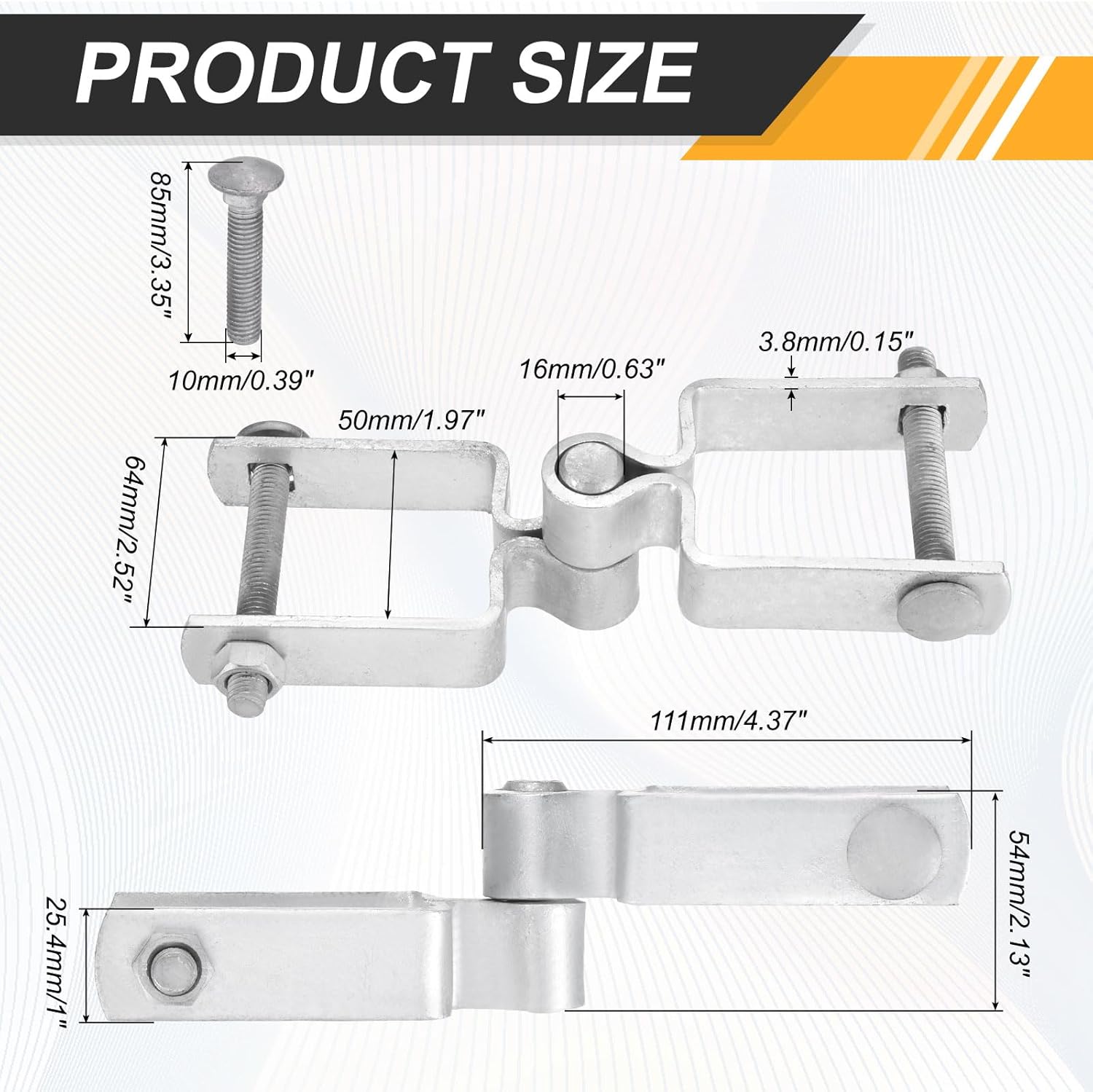 uxcell 2 Pack Chain Link Fence Gate Post Hinge, 2" x 2" Galvanized Steel Chain Link Fence Post Hinges Heavy Duty Gate Frame Hinge with Bolts and Nuts for Outside Square Pipe