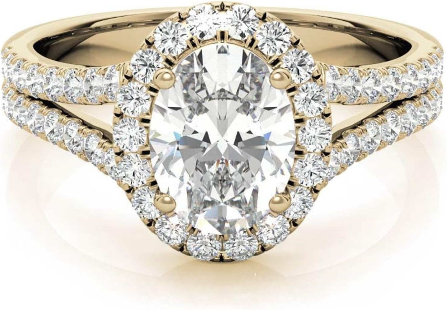 1-5ct Oval Cut Moissanite Halo & Split Shank Engagement Ring for Women in 925 Sterling Silver & 10K 14K 18K Solid Gold Valentine & Proposal Gift For Her