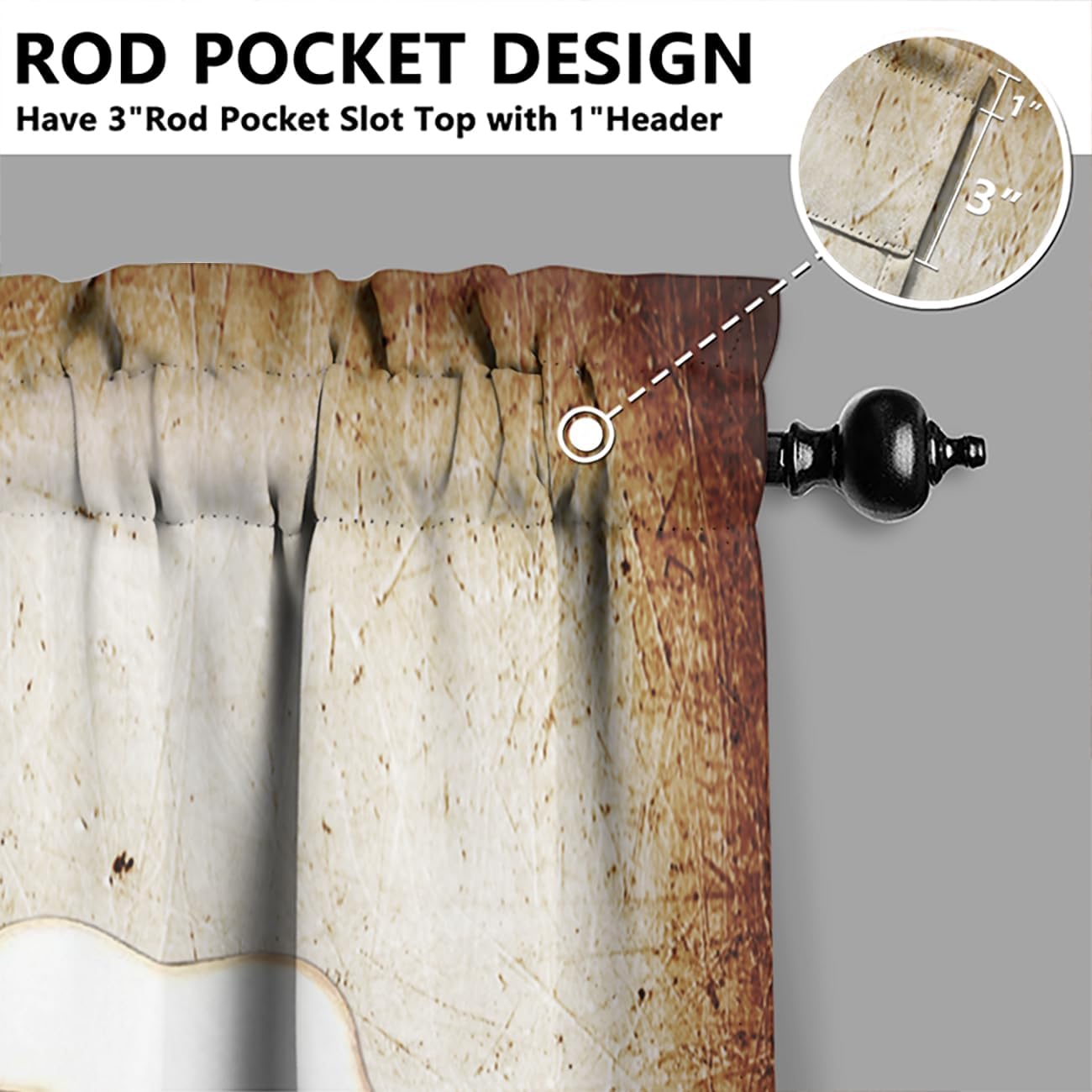 ファットシェフ キッチンカーテン飾り布とティアセット 窓用 ヴィンテージ バスルーム ウィンドウカーテン バランス2点セット リビン