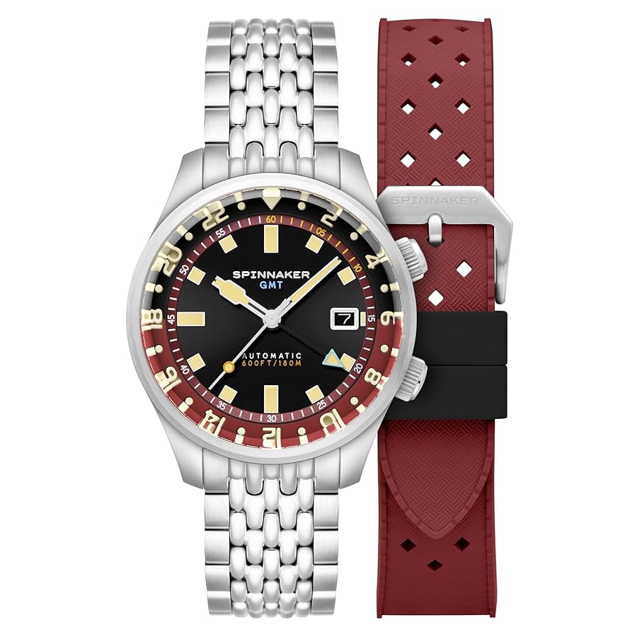 Spinnaker Bradner GMT SP-5121 - Orologio automatico da uomo, 42 mm, con  cinturino in acciaio inox massiccio, Rosso Sombre, Bradner Gmt Automatico :  Amazon.it: Moda