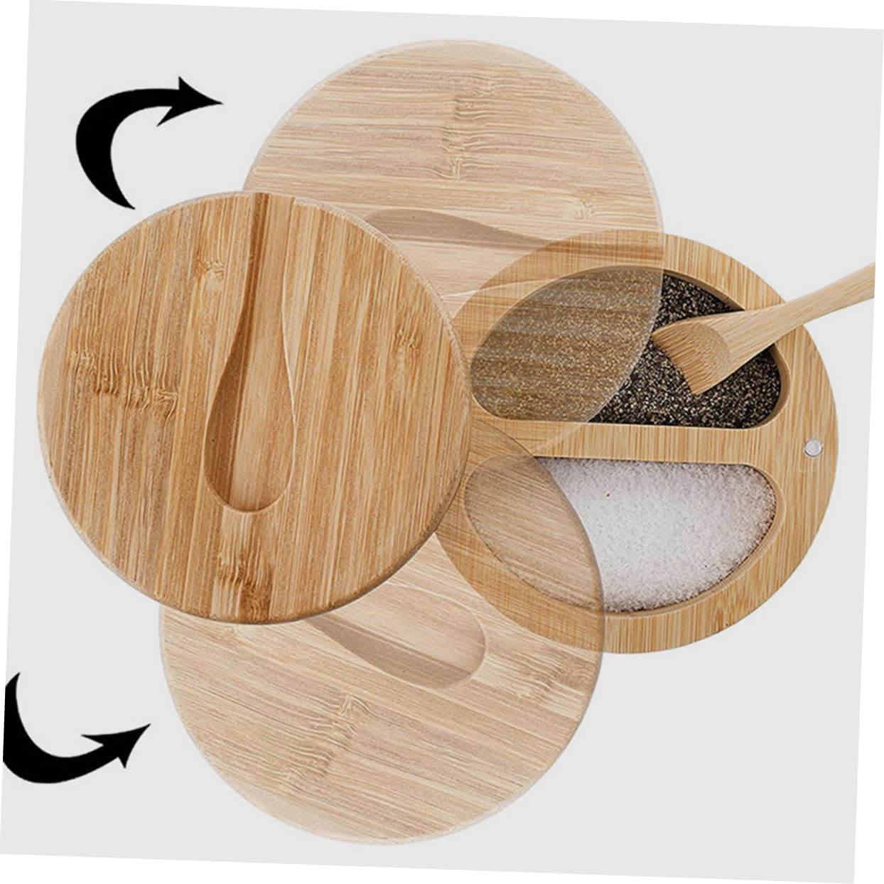 1pc Condiment Storage Pot Spoon Kitchen Seasoning Canister for Spices and Sauces Easy to Use Rotating Lid for Home Restaurant and Bar