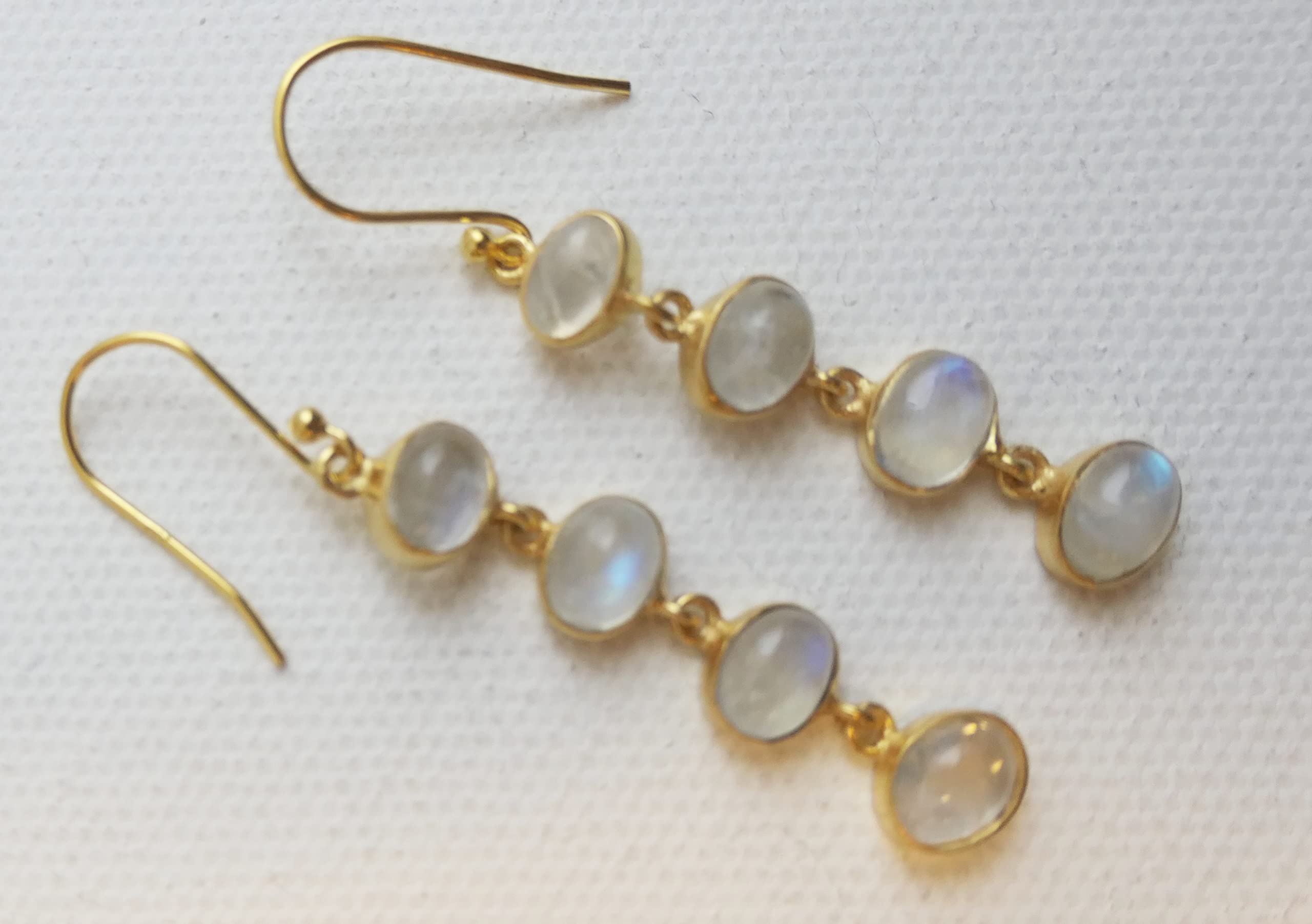 Pendientes de Plata 925 con Baño de Oro Piedra Luna