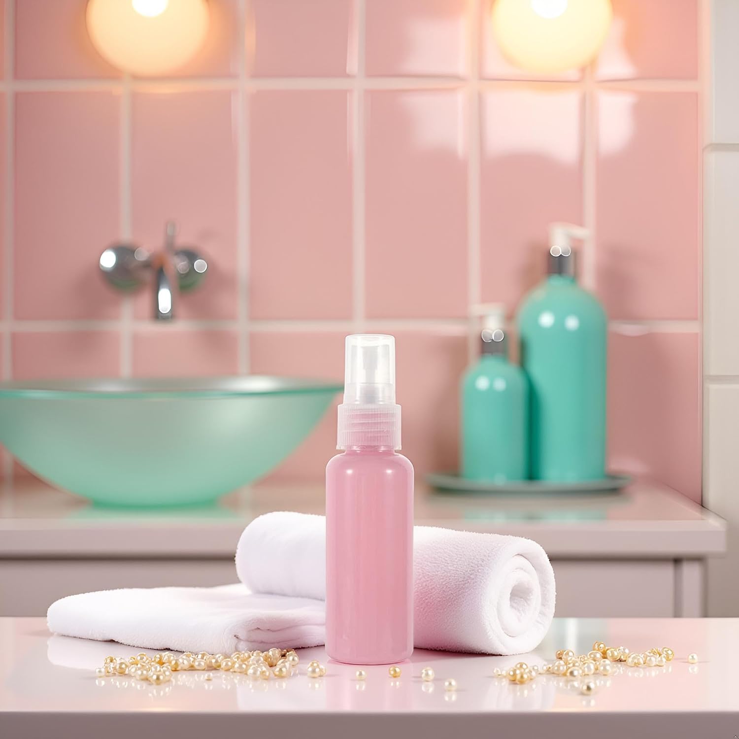 1Pc Pink Refillable Bottles, Candy Color Empty Bottles, Mini Perfume Bottle, Shampoo Cosmetic Container, Fine Mist Spray Bottle, Plastic Bottle, Refillable Cosmetic Spray Bottles image 4