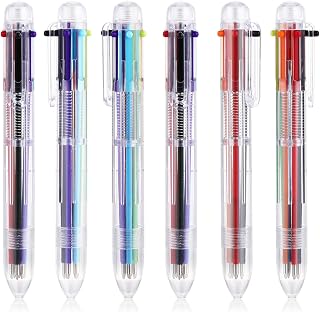 Cobee 6 in 1 Multicolor Ink Pens, 6 Pieces 0.7mm Retractable Ballpoint Pens Fine Point Multicolor Ballpoint Pen Office School Students Supplies 6 Colors