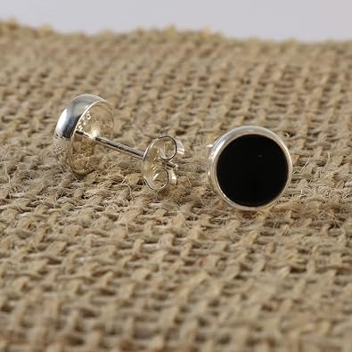 Sterling Silver 925 Round Gemstone Handmade Stud Earrings for Women & Men