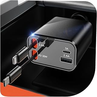 YHTYOH Retractable Car Charger,4 in 1 Car Phone Charger with