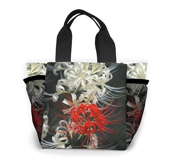 Amazon 彼岸花 レッド 白い 弁当バッグ トートバッグ ランチトート ショッピングバッグ 買い物バッグ エコバッグ 大容量 折りたたみ ショッピングバッグ 耐久性抜群 繰り返し使える Ooiilpe エコバッグ 買い物バッグ