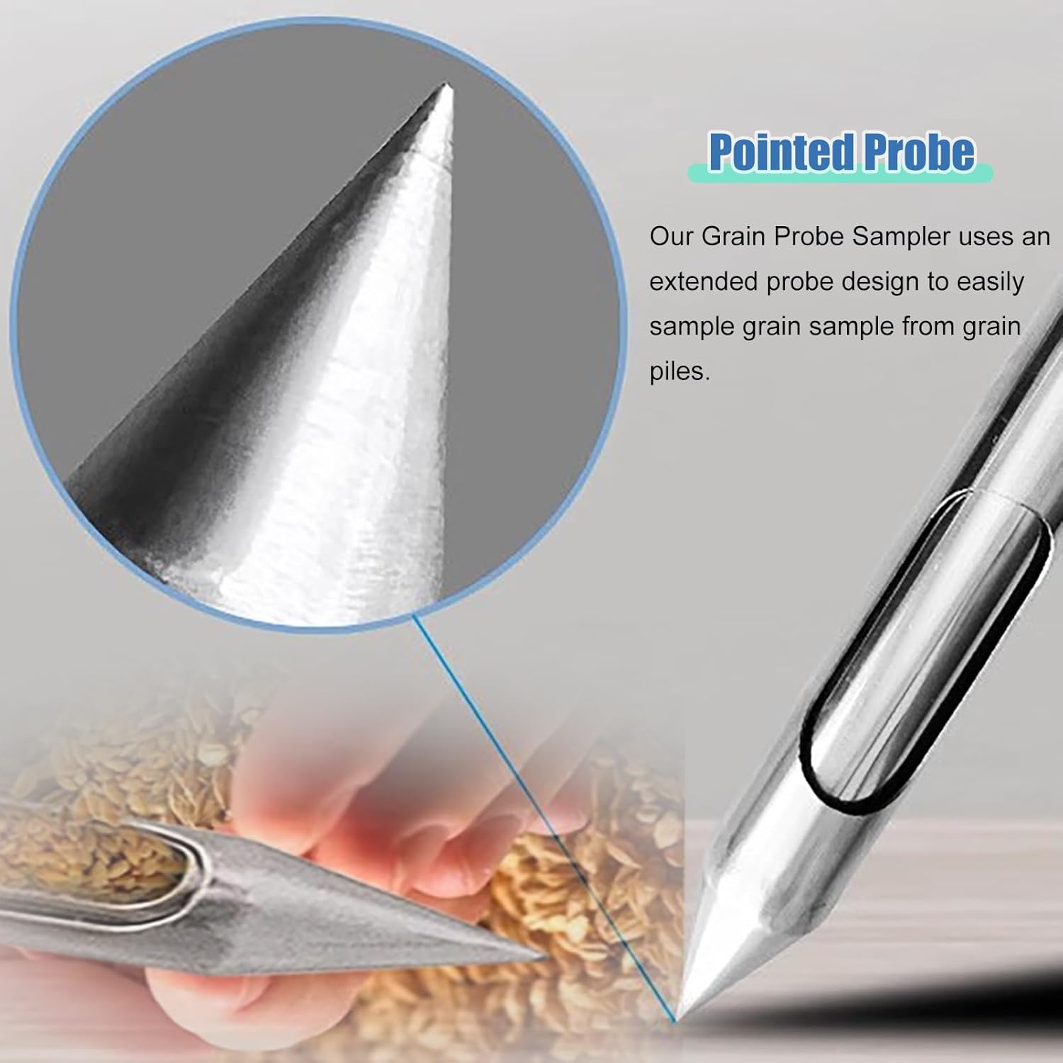 Foldable Soil Grain Probe Sampler, 1.5-4m Stainless Steel, Double Handle Rotatable Probe for Accurate Grain Powder Sampling, Ideal for Agriculture and Gardening