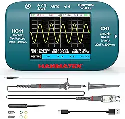 HANMATEK osciloscópio digital portátil ho11 - largura de banda de 10 MHz, amostragem de alta precisão de 48 msa/s, display tft de 2,8 ", recarregável por USB, sistema de disparo avançado,