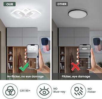 EIDISUNY Modern Ceiling Lights LED 30W White Elegant Square Lamp LED Ceiling Lights Fixture for Indoor Home Hallway Office Kitchen Living Room Bedroom Dining Room - 30W Cool White Light 6000K [Energy Class E]