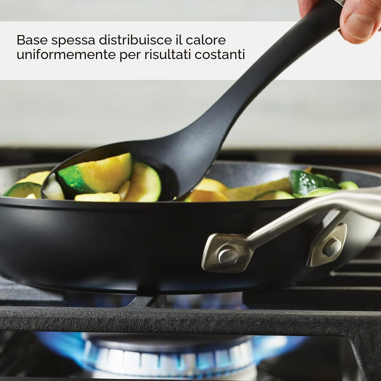 KitchenAid Set di padelle antiaderenti anodizzate a induzione con coperchio, 3 pezzi, 20,3 e 25,4 cm, resistenti, riscaldamento uniforme, lavabili in lavastoviglie e utilizzabili in forno, facili da